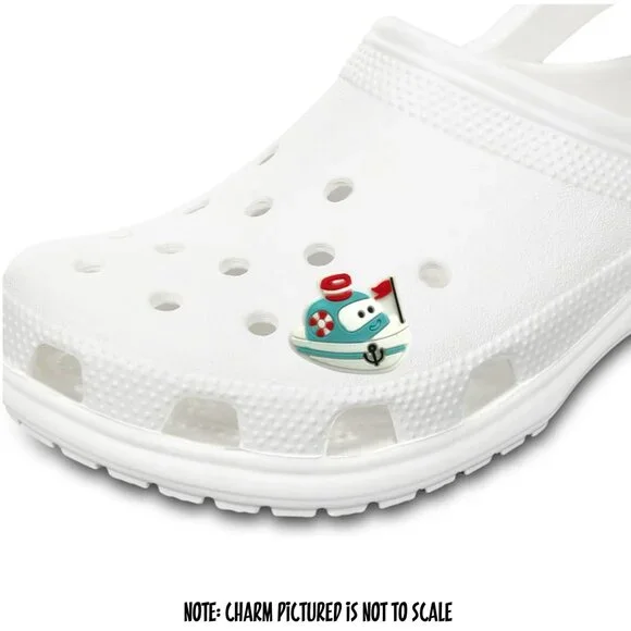 Tugboat Boat Cartoon Nautical Blue Red White Croc Charm - Picture 2 of 3